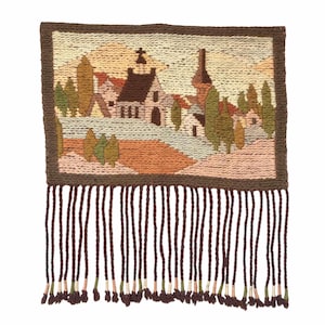 vintage Polish kilim tapestry, 1970s wool rug, mid century wall hanging, handmade in Poland