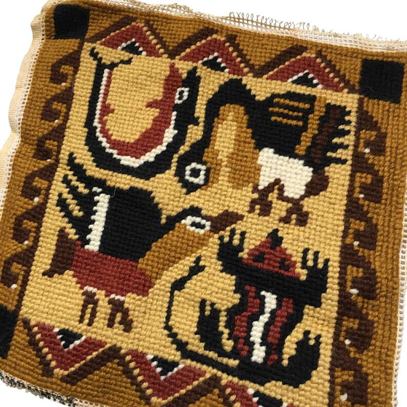 Vintage Wool Embroidery Wall Hanging Tapestry - Thumbnail 4