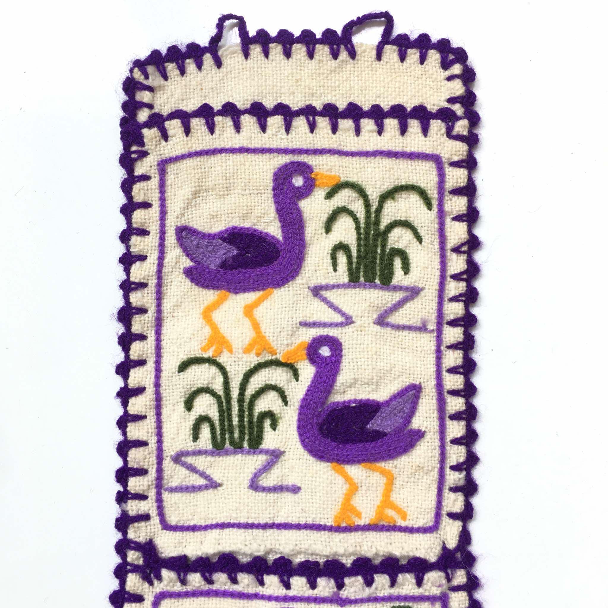 ヴィンテージ ペルー ウール 刺繍 壁掛け タペストリー ウール ラグ