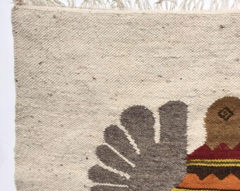 Tapis Mural Vintage Laine Tissée Main Équateur - Art Populaire - Multicolore