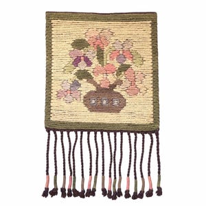 vintage Polish kilim tapestry, 1970s wool rug, mid century wall hanging, handmade in Poland