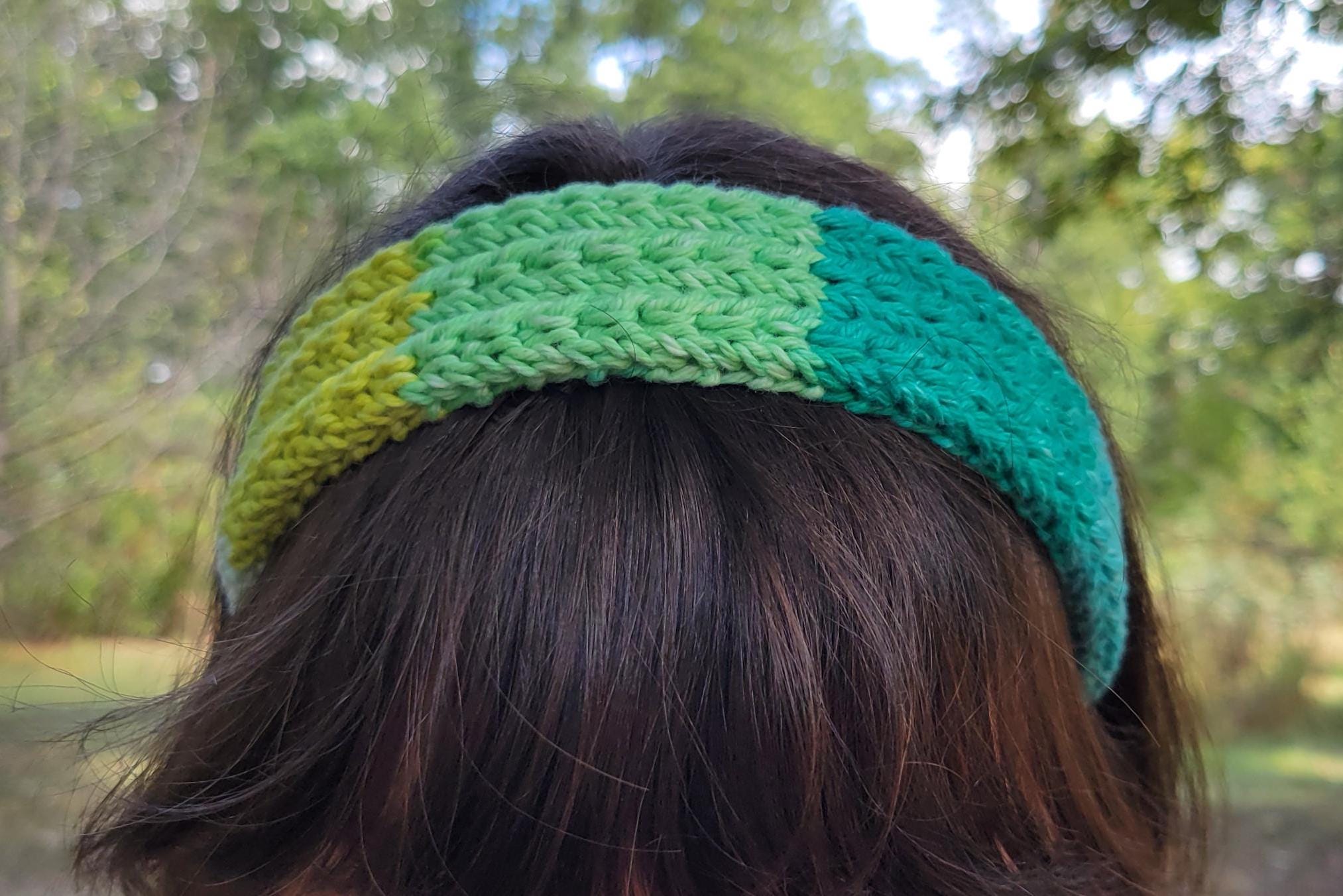 Knit Green and Blue Headband - Etsy display picture 3