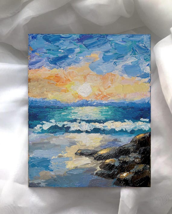 キャンバス絵画 海 の はじまり 水彩 油彩画 海の風景画 海洋風画