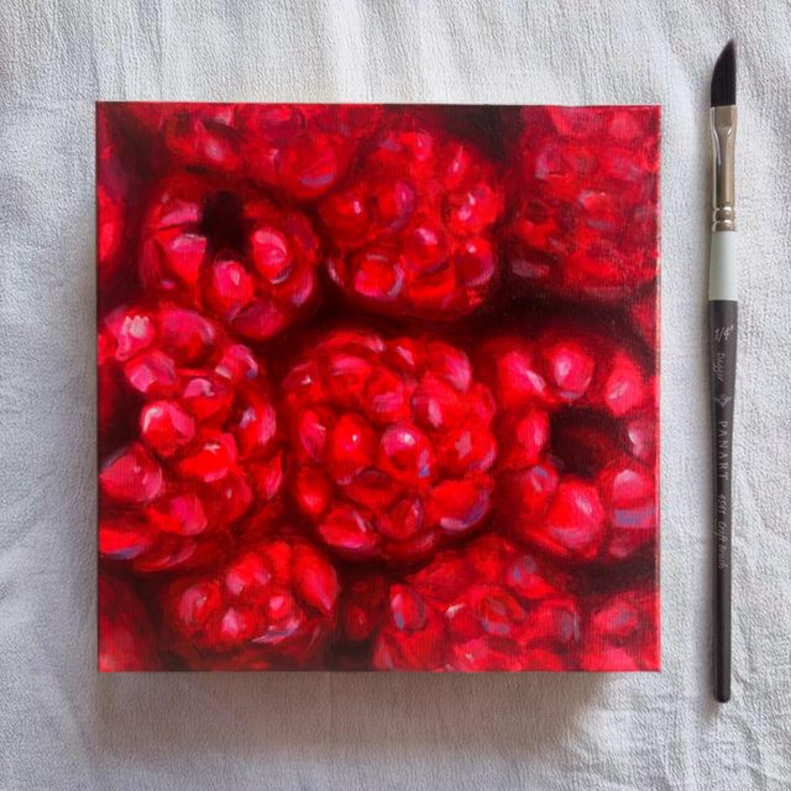 Original Raspberry Acrylic Painting - 12x12