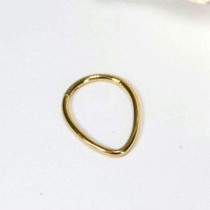 16g Titanium Septum Clicker Ring, Gold Oval Shape Septum Nose Piercing Hoop Ring, Septum Piercing Jewelry