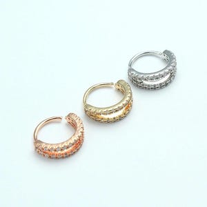 20g Double Line Nose Hoop Ring, Cz Gem Two Row Bendable Nose Piercing Hoop Ring