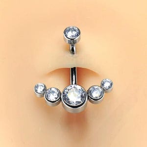 Titan Bauchnabel Ring, 14G intern Gewinde Nabelring, klare Gem Silber Bauch Piercing Schmuck, Implant Grade Körperschmuck