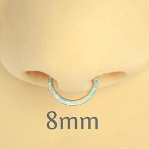 Opal Septum Hoop, 16G Gold Hinged Clear Opal Septum Piercing Jewelry, Unique Body Piercing Jewelry, Segment Hoop Ring