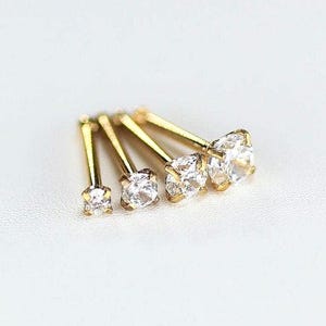 20G 316L Surgical Steel Ball End Nose Stud , Cz Top Prong Minimal Look Nose Piercing Ring, Thin Nose Bone Stud