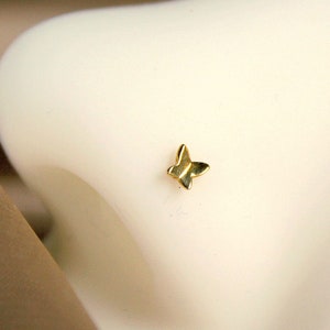 14k Gold Butterfly Nose Stud. Cute Butterfly Nose Piercing Jewelry, Thin Nose Stud Ring. Gold Nose Stud. Custom Body Jewelry
