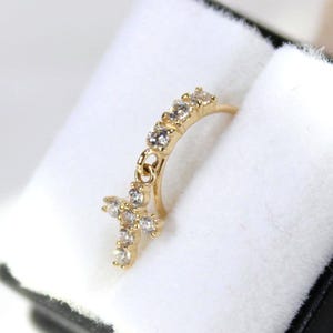 Gold Dangling Cross Gem Nose Hoop Ring,Simple Style Gem Decor Bendable Nose Piercing Hoop Ring, 20g Nose Cartilage Piercing Hoop Ring