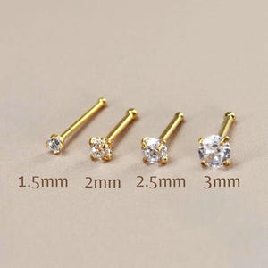 20G 316L Surgical Steel Ball End Nose Stud , Cz Top Prong Minimal Look Nose Piercing Ring, Thin Nose Bone Stud