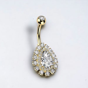 Tropfen Bauchnabel Ring, 14G Gold Sparkle Crystal Bauchnabel Ring, Gem Decor Bauch Piercing, Nabel Ring Schmuck, Einzigartiger Körperschmuck