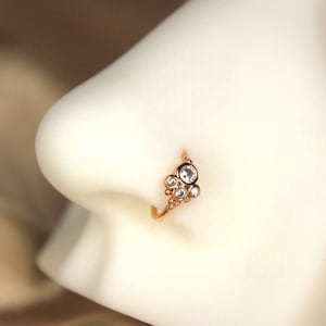 Rose Gold Nose Piercing Hoop Ring, Rose Gold Hoop with Diamond Thin Snug Fit 20g Nose Piercing Hoop Ring Jewelry