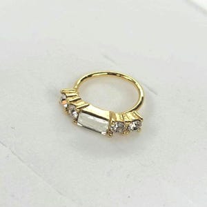 20g Gold Nose Hoop Ring, Sparkly Baguette Gem Decor Nose Piercing. Bendable Multipurpose Nose Cartilage Jewelry, Everyday Wear, Gift for Her