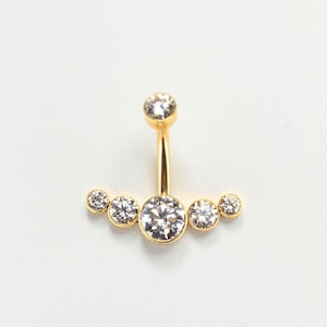 Titanium Belly Button Ring, Cz Gem Gold 14g Internally Threaded Belly Ring Piercing Jewelry