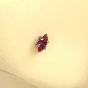 20g roter Stein-Nasenstecker, zierliche rote Cz-Edelstein-Nasenstift, niedlicher kleiner Nasenring