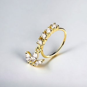 20g Gold baumelnde Blume Edelstein Nase Hoop Ring, Juwel im einfachen Stil Dekor biegbar Nase Piercing Hoop Ring, Nase Knorpel Piercing Hoop Ring