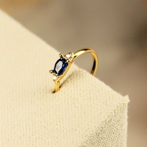 Blue Sapphire Stone Nose Ring Gold, Simple 20g Nose Piercing Bendable Hoop Ring, Multipurpose Thin Nose Piercing Hoop Ring Cartilage Earring
