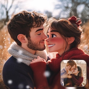 Custom Cartoon Portrait From Photo, Personalized Couple Portrait, Photo to Cartoon Portrait, Cartoon Style Couple, Digital Downloads
