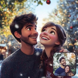 Custom Cartoon Portrait From Photo, Personalized Couple Portrait, Photo to Cartoon Portrait, Cartoon Style Couple, Digital Downloads