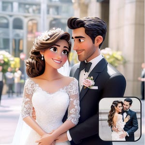 Custom Cartoon Portrait From Photo, Personalized Couple Portrait, Photo to Cartoon Portrait, Cartoon Style Couple, Digital Downloads