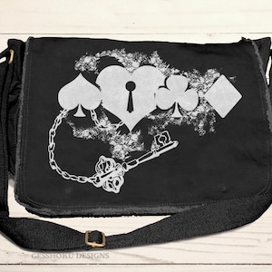 Black Gothic Canvas Messenger Bag Emo Punk Gift College Bat 