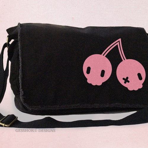 Cherry Skulls Messenger Bag Kawaii Pastel Goth Scene Emo Bag Etsy
