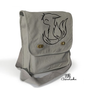 Adorable Cute Fox Messenger Bag or Tablet Bag | Kawaii Japanese Fox Art Shoulder Bag for Laptop, School, Work