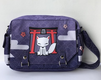 Cross Body Laptop School Work Bag Fox Geometric Winter Messenger Bag Cross Body Laptop School Work Bag Fox Geometric Winter Messenger Bag