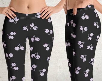 Cherry Skulls Leggings or Tights - cute kawaii purple black pastel goth plus size yami kawaii punk yoga pants