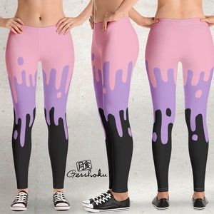 Pastel Slime Leggings Kawaii Rave purple pink drippy leggings Yoga Dance Party pastel goth plus size