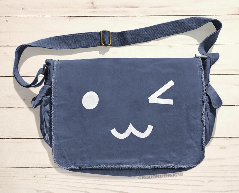 Kawaii Face Messenger Bag emoji laptop bag cute anime Etsy