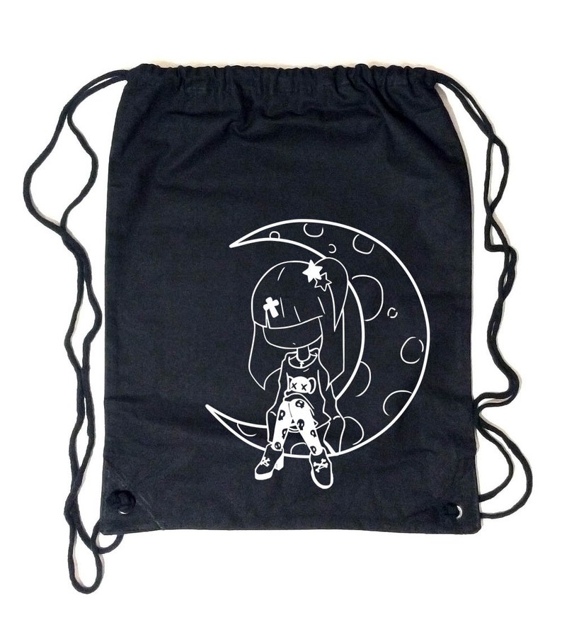 Pastel Goth Drawstring Bag Creepy Cute Backpack Yami Kawaii Etsy