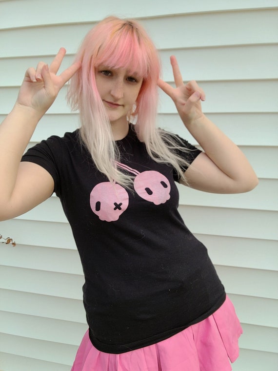 Pastel Goth Cherry Shirt Emo Scene Aesthetic Kawaii Goth T-shirt Pink Black  Pastel & More Colors 