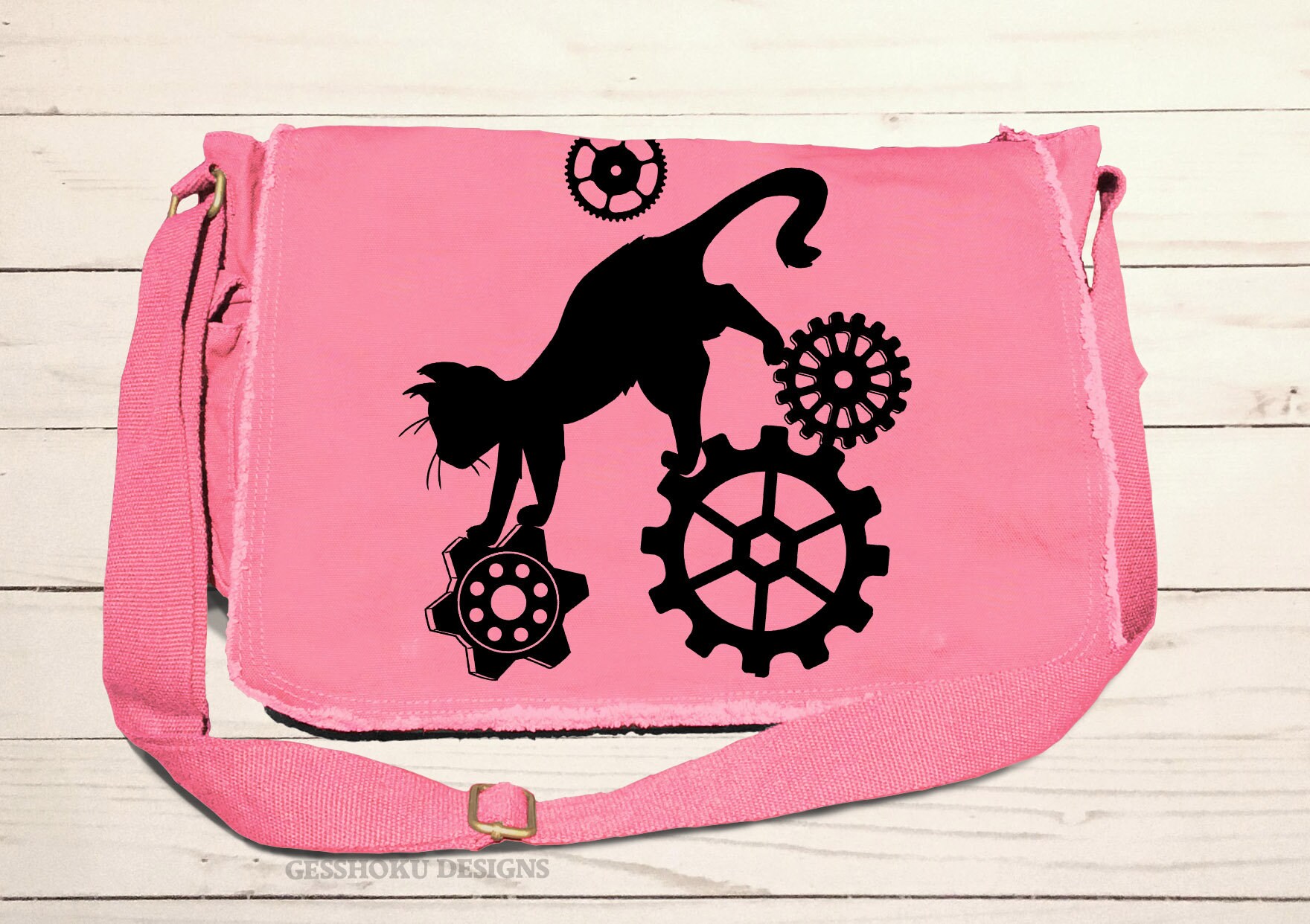 Cat Messenger Bag Steampunk Large Canvas Bag Gothic Laptop Bag Etsy