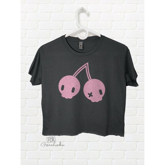 Cherries Crop Shirt Fruit Skulls Cropped Top Cute Kawaii Etsy