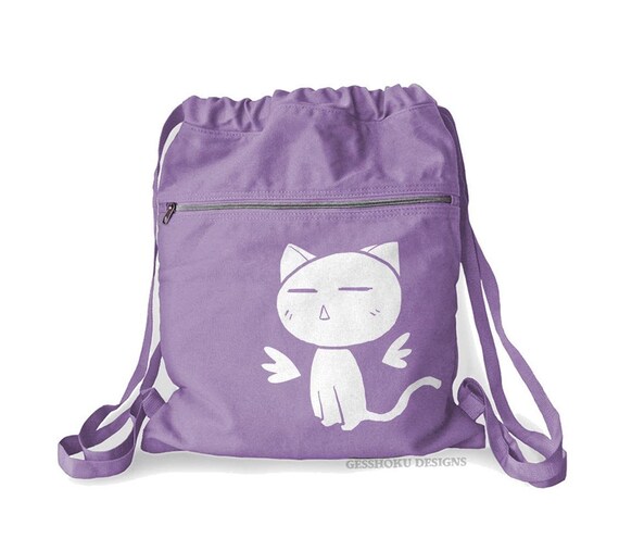 Pastel Kitty Backpack Angel Wings Drawstring Bag Kawaii Cat