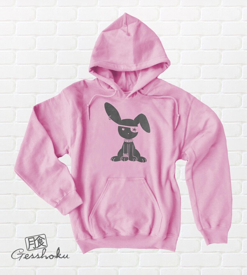 Goth Rabbit Hoodie Nu Goth Clothing pastel goth Kawaii Bunny Sweatshirt Jacket Pullover pale purple green blue pink Light Pink