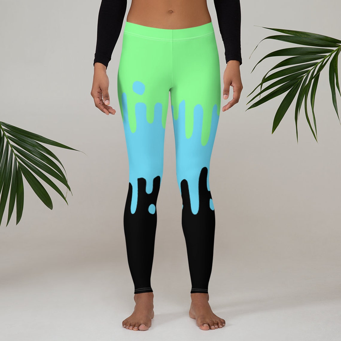 Pastel Slime Leggings or Tights Kawaii Rave purple pink drippy Etsy