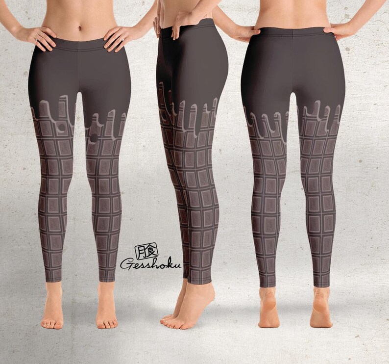 Decora Kawaii Leggings Melting Chocolate Candy Bar Leggings Sweet Lolita Tights Pants Chocolate Leggings or Tights