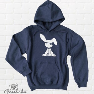 Goth Rabbit Hoodie Nu Goth Clothing pastel goth Kawaii Bunny Sweatshirt Jacket Pullover pale purple green blue pink Heather Navy