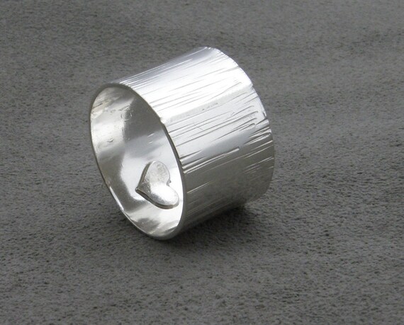 Sterling Silver Ring Grooved With Heart Bumpy Road Hidden - Etsy