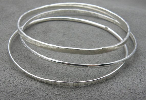 Silver Bangle Set 3 | Etsy