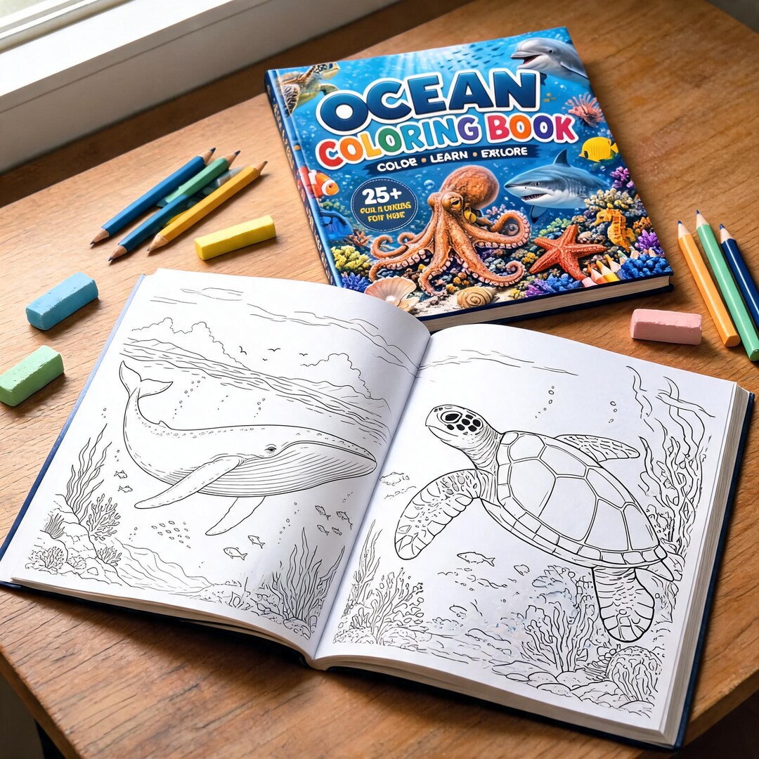 Ocean Coloring Book for Kids Printable | Cute Sea Animals Coloring ...