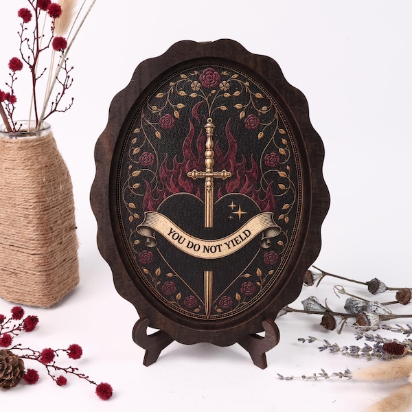 You Do Not Yield Wall Art, Throne of Glass Inspired Decor, Fantasy Gothic Oval Frame Wall Hanging