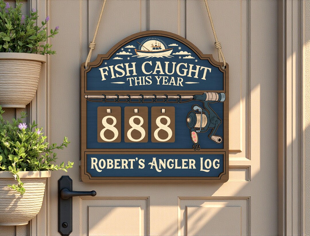 Custom Angler Log Sign, Fishing Catch Counter, Personalized Fish Caught ...