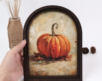 Vintage Pumpkin Arch Framed Art, Rustic Fall Wall Decor, Autumn Harvest Artwork, Farmhouse Pumpkin Wall Art, Thanksgiving Home Decoration
