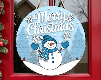 SNOWMAN Face CIRCLE SIGN Wall Art Door Winter Christmas Plaque