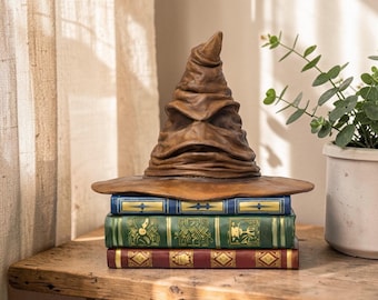 Wizard Sorting Hat Book Decor, Magic Hat Bookshelf Decoration, Fantasy Library Decor, Wizard Room Decor, Book Lover Gift